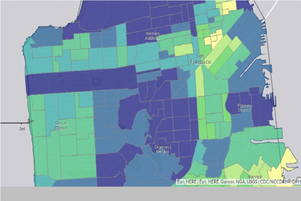 San Francisco mapa CDC Sprawdź jak często pacjenci chodzą do dentysty