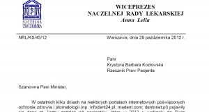 Wiceprezes NRL pyta Rzecznika Praw Pacjenta o zażalenia na dentystów