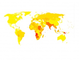 Mapa zachorowań na raka jamy ustnej (im ciemniejszy kolor, tym wyższy wskaźnik) Europejski Dzień Zdrowia Jamy Ustnej