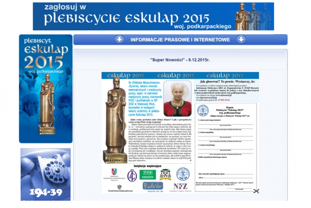 Eskulap 2015 Najlepszy dentysta Podkarpacia w konkursie „Eskulap”