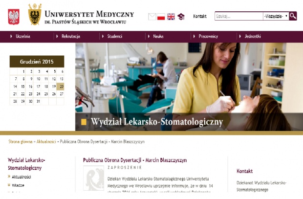 Wydział Lekarsko - Stomatologiczny Uniwersytetu Medycznego we Wrocławiu Badanie przepływu krwi w tętnicy bródkowej u pacjentów użytkujących protezę częściową