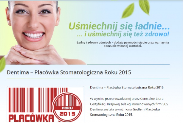 Dentima wyróżniona SCS Dentima z Godłem Placówka Stomatologiczna roku 2015.