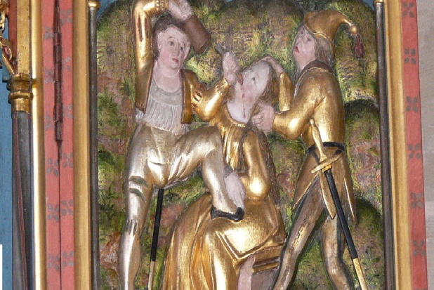 Tortury św. Apollonii, katedra Heilsbronn (Bawaria) (źródło: Wikipedia) Kult Apolonii, patronki stomatologów, wiecznie żywy