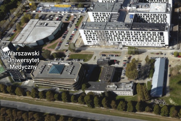 Teren WUM (źródło: Google Maps) Zapadają decyzje przy budowie Uniwersyteckiego Centrum Stomatologii WUM
