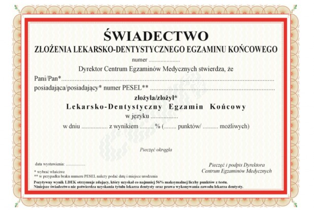 Świadectwo LDEK w rozporządzeniu MZ Jest rozporządzenie ministra zdrowia w sprawie LDEK
