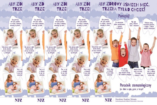 Plakaty ZOW NFZ promujące najważniejsze zasady higieny jamy ustnej NFZ w Szczecinie ma pomysł na walkę z próchnicą wśród dzieci