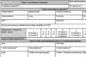 Formularz sprawozdania o odpadach Zestawienie o odpadach na starym druku