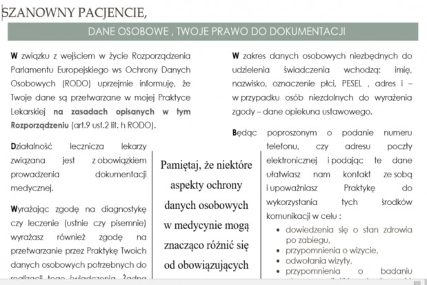 RODO w praktyce lekarza dentysty RODO? Dentysto powieś klauzulę w poczekalni