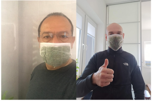 Od lewej Prof. dr hab. Mohamed Hazem Kalaji; dr inż. Jacek Mojski (foto: SGGW) Naukowcy z SGGW opracowali maseczkę idealnie chroniącą przed koronawirusem