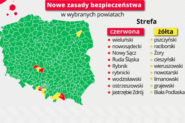 powiaty.png MZ podaje listę powiatów tzw. czerwonych i żółtych