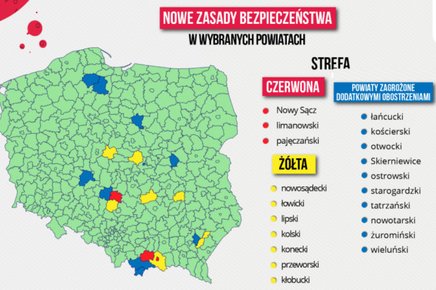 Koronawirus strefy wyższych zakażeń Nowe strefy czerwone i żółte ogłoszone 4 września